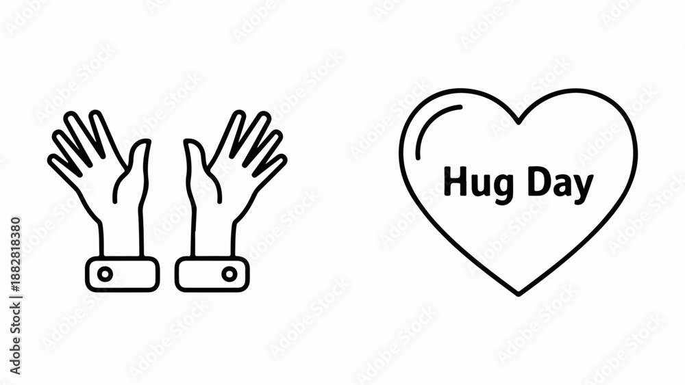 Obraz premium Open hands and heart symbol for hug day celebration isolated on white background, Vector, illustration