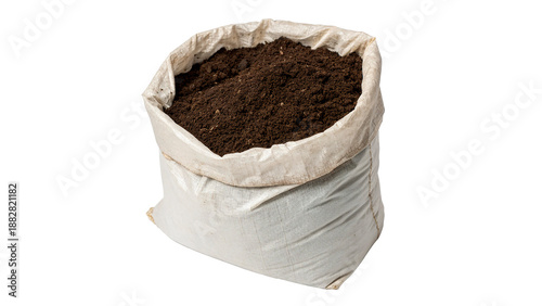 Obraz na plátne Bag of soil for gardening and planting  isolated on transparent background cut o