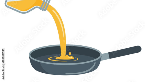 Cooking Oil Poured Into A Frying Pan Graphic Illustration For Culinary Purposes