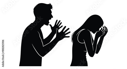 a striking depiction of emotional distress with a man and woman portrayed in a dramatic isolated silhouette high quality professional detailed