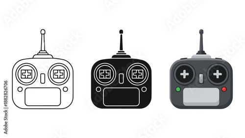 Three remote control devices. Flat Design Icon. Vector icon set. Modern style icon. Glyph and solid icon set. Icon vector. line icon set. Clipart