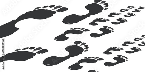 People foot trail silhouette. Vector illustration isolated on white.