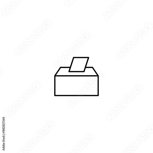 Ballot paper entering box outline icon on white background