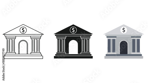 Illustrations of bank buildings. Flat Design Icon. Vector icon set. Modern style icon. Glyph and solid icon set. Icon vector. line icon set. Clipart