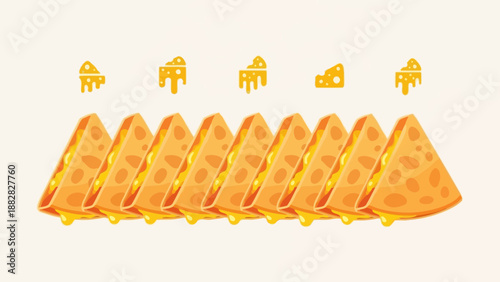 Delicious Melted Cheese Sandwiches Arranged in a Seamless Formation on a Light Background