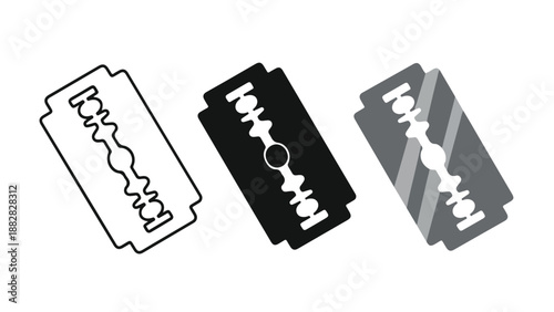 Three razor blades in different colors. Flat Design Icon. Vector icon set. Modern style icon. Glyph and solid icon set. Icon vector. line icon set. Clipart