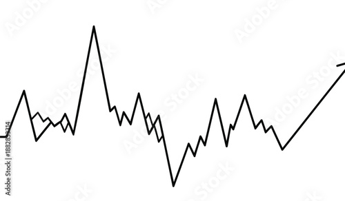 Black line graph trending upward on white background symbolizing growth and progress