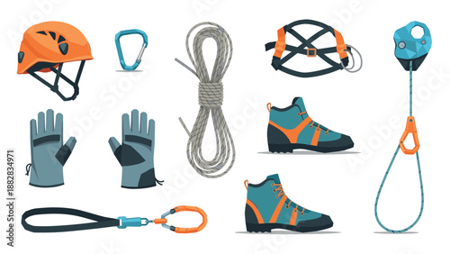 Essential equipment for mountain climbing adventures with gear and safety tools