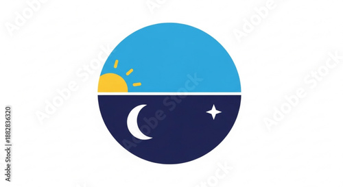Day and night cycle icon sun and moon symbol celestial body logo dawn dusk representation