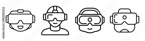 Virtual reality headset icon set for modern digital experiences