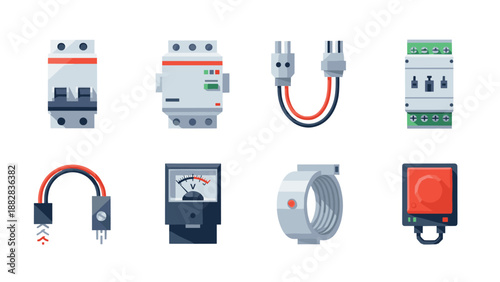 Set of flat electrical components for industrial automation and circuit design