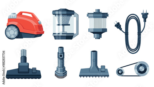 Home appliance equipment set: vacuum cleaner accessories for efficient cleaning