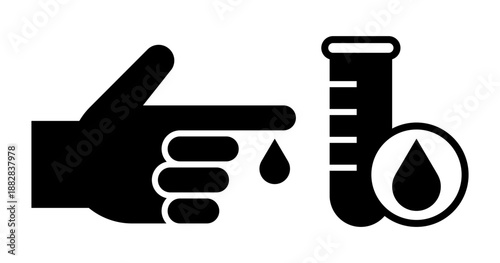 Blood test and collections tube icon. Medical blood test symbol. Laboratory science graphics. Diagnostic medicine illustration.