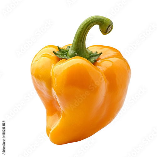 Bright yellow bell pepper isolated on transparent background