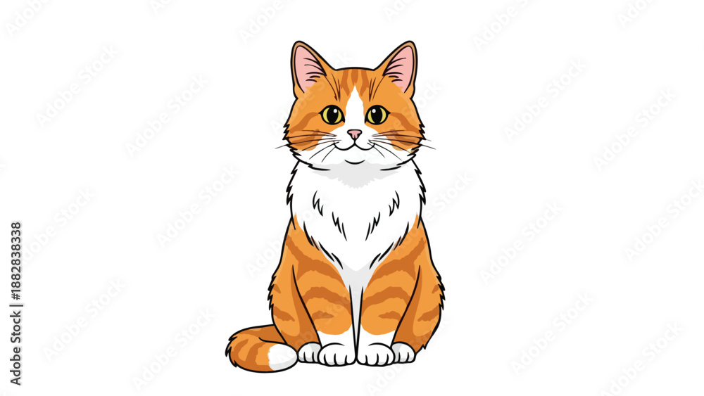 Fototapeta premium Charming orange tabby cat illustration with bright eyes and a sweet expression perfect for children's books and pet-related designs