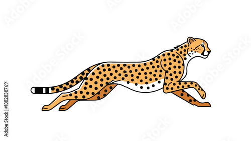 Vibrant graphic representation of a swift cheetah in rapid motion, symbolizing raw untamed power, incredible speed, and the natural elegance of