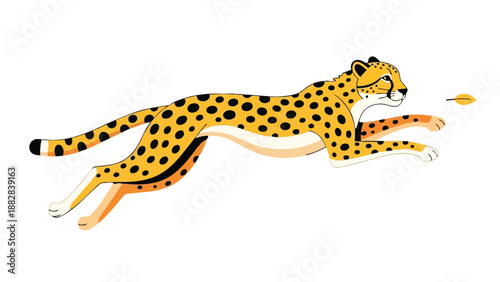 A vibrant and dynamic illustration of a swift cheetah in full sprint, capturing incredible natural agility and powerful motion