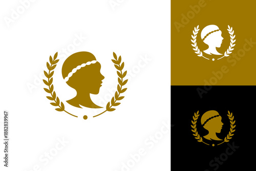 Ancient Greek Figure with Laurel Wreath logo design