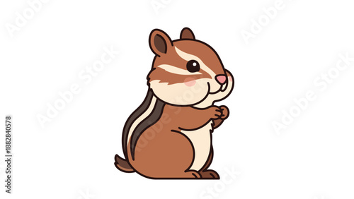 Adorable cartoon chipmunk illustration with chubby cheeks and vibrant stripes, perfect for children's designs and animal themes
