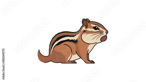 Charming illustrated chipmunk with full cheek pouches, a delightful depiction of woodland creature foraging in a vibrant, engaging cartoon style,