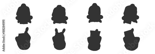 Architectural Vector Students for Floor Plans: Top View Figures Studying and Sitting for Educational Layouts in Silhouette Style