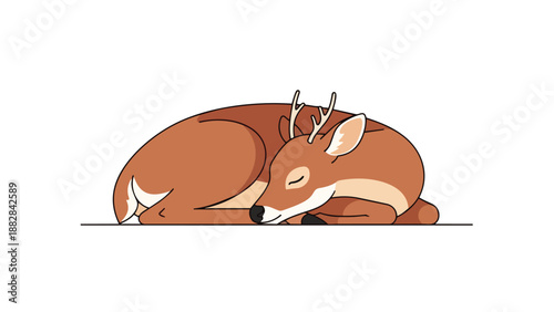 A peaceful woodland creature rests gracefully in a serene moment of slumber, portraying tranquility and calm in a beautiful, illustrative depiction