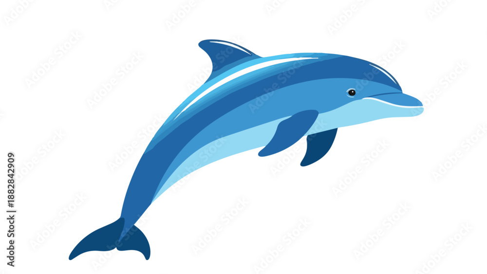 Obraz premium Graceful marine mammal illustration leaping with vibrant aquatic shades of blue and white isolated background