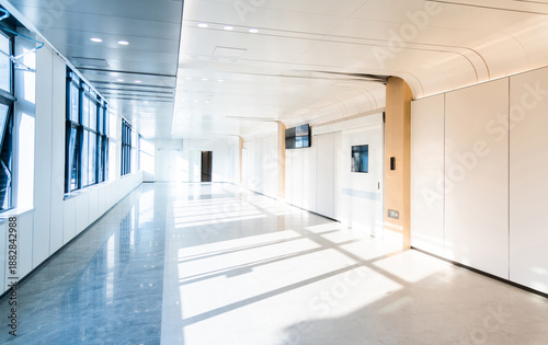 Long corridor in modern hospital building