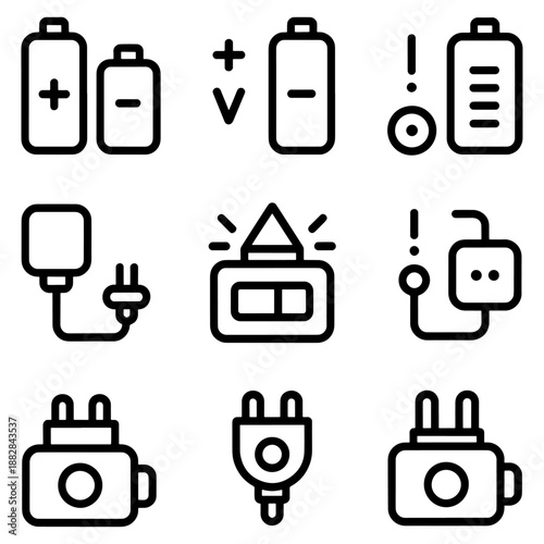 Qualityful electronic component line icon set 
