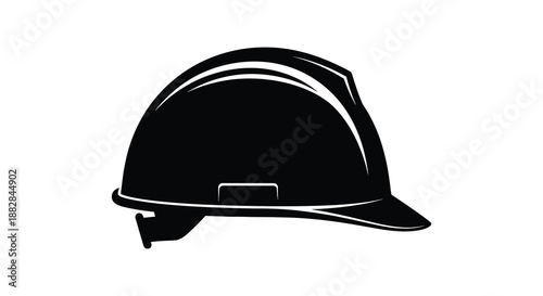 a detailed black and white illustration showcasing a hard hat a protective headgear used in construction and industrial settings silhouette