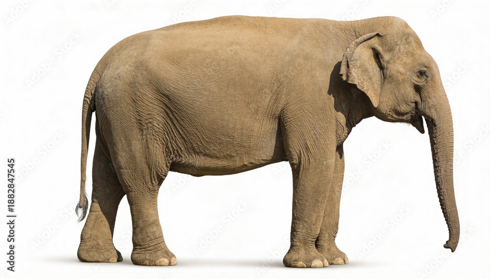 Obraz premium Large elephant standing against a white background