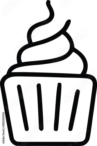 Delightful single cupcake with swirling frosting Vector
