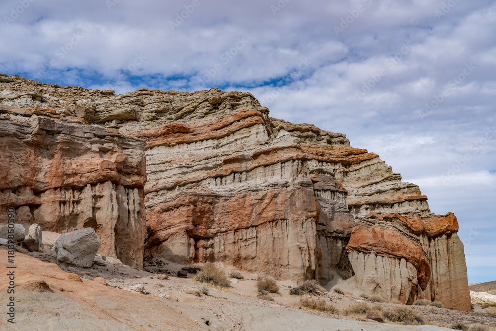 Fototapeta premium The Dove Spring Formation (formerly the Ricardo Formation), continental and lacustrine sediments containing lava flows and tuff. Red Rock Canyon State Park, Kern County, California. Mojave Desert