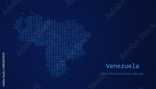 Venezuela map made of binary code on tech blue background
