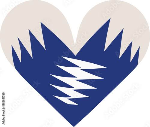 Blue heart with white lightning bolts Vector