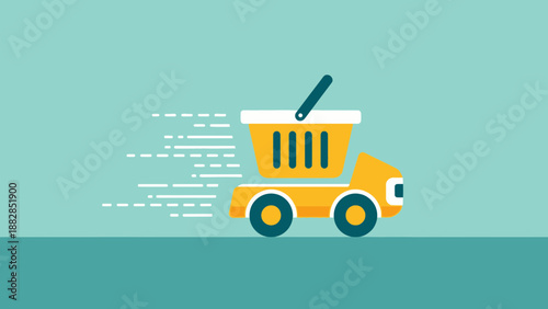 Express Delivery Illustration Depicting Online Shopping Cart Transportation Concept