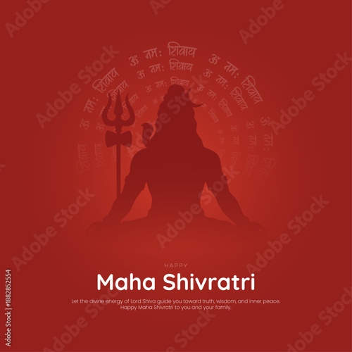 Happy Maha Shivratri Festival Background with Lord Shiva Silhouette, vector illustration