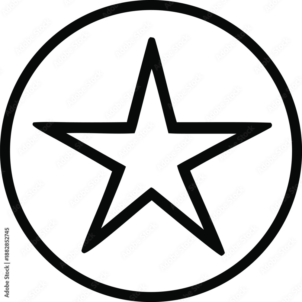 Obraz premium Simple black star inside a circle Vector
