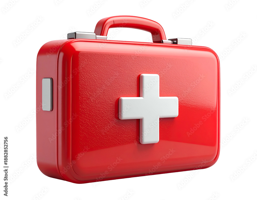 Obraz premium Red First Aid Kit with White Cross.