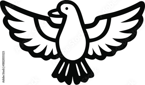 Illustrated white dove with spread wings Vector