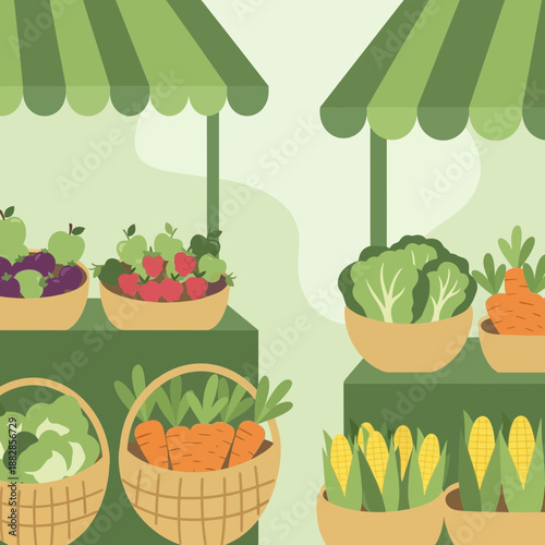 Fresh Produce Display: An Array of Organic Fruits and Vegetables at the Farmers Market