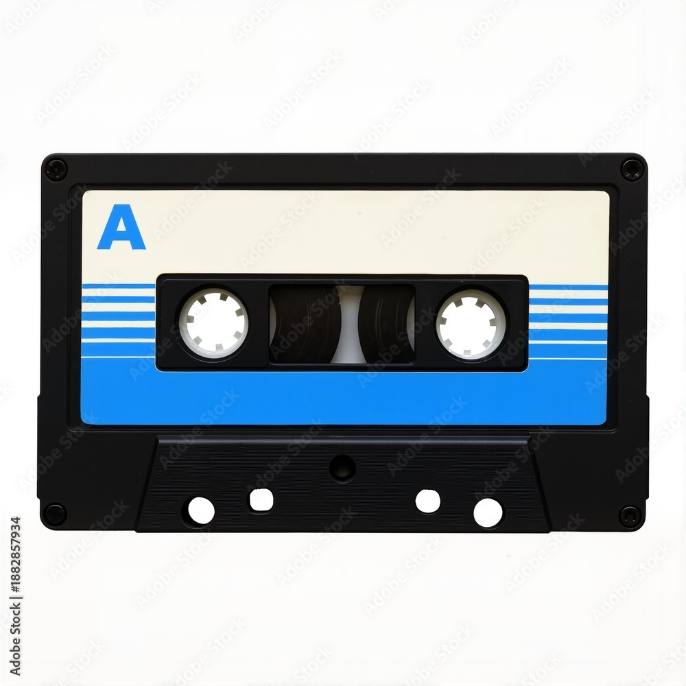 Obraz premium Retro Cassette Tape with Blue Stripes