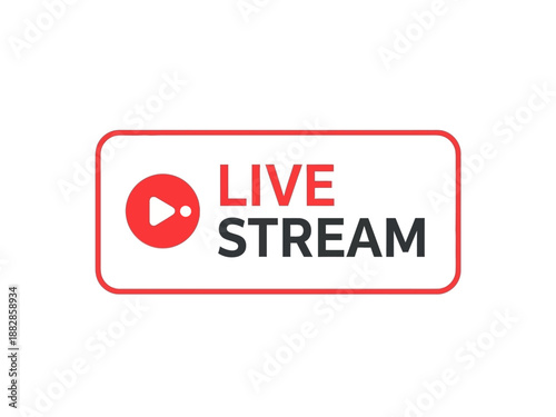 Live Stream Button with Play Icon for Broadcasting and Online Video Content