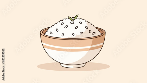 Freshly Cooked Rice Served In A Decorative Bowl With A Charming Visual Appeal