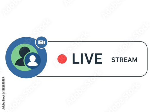 Live stream icon with camera and audience symbol, perfect for broadcasting and online media