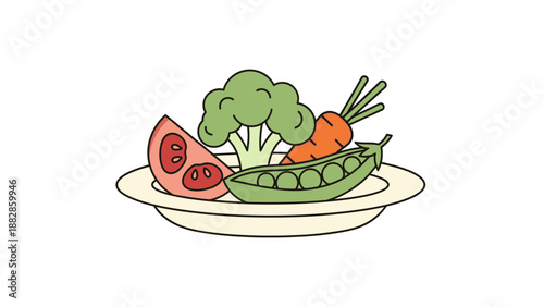 Fresh Vegetables On A Plate Displaying A Healthy And Balanced Dietary Approach