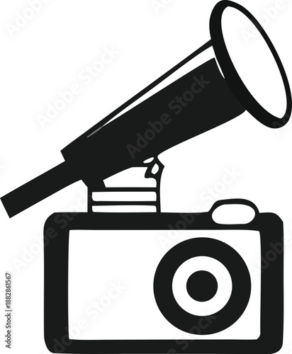 Illustrative megaphone amplifying camera image Vector