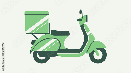 Green Delivery Scooter Illustration Suitable For Food Deliveries And Transportation Services