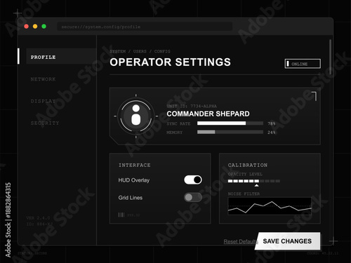User adjusts settings for an operator profile on a computer interface. The display shows system data, calibration options, and interface controls for a software application.