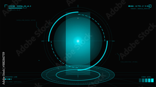 The display shows a digital tracking system with a circular layout and a bright blue light at the center. This design is common in control rooms for monitoring various activities.